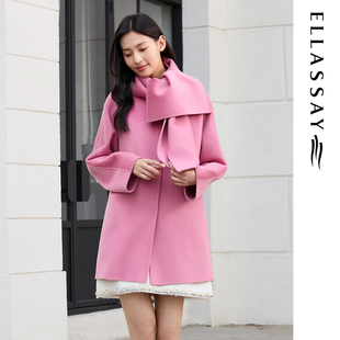 ELLASSAY歌力思2026秋冬新款绵羊毛中长款毛呢大衣女EWE363D08400