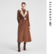 ELLASSAY歌力思秋冬新款 100%山羊绒拼色设计大衣女EWF354D04200