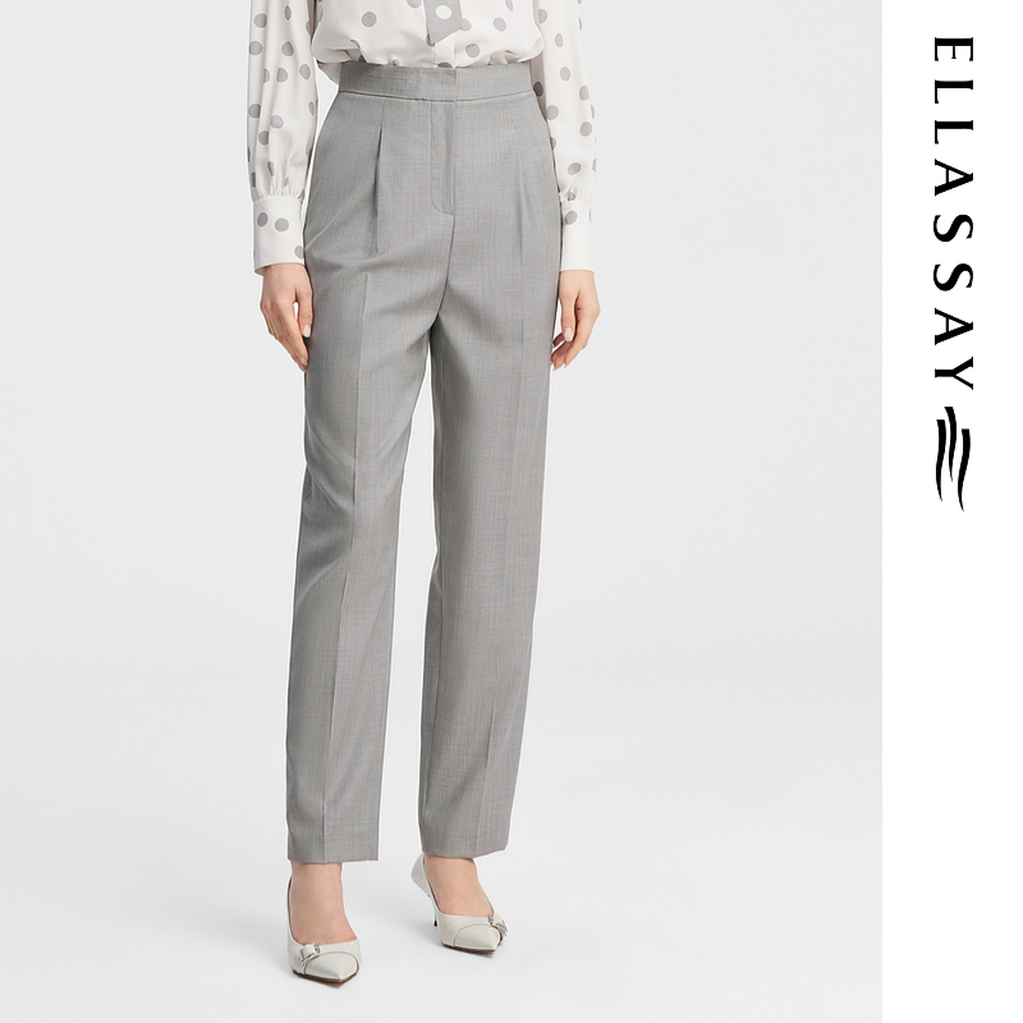 ELLASSAY歌力思秋冬新款绵羊毛时尚百搭通勤休闲裤女EWE343K01400