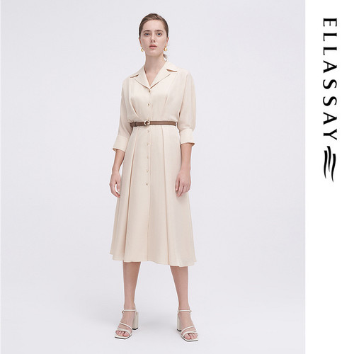 ELLASSAY歌力思春季新款三醋酸衬衫式气质连衣裙女EWF341Y02600