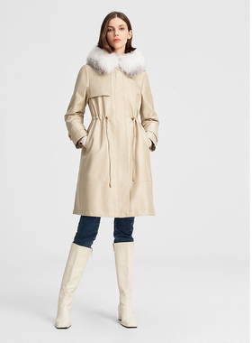 ELLASSAY歌力思秋冬新款雪狐毛领鹅绒羽绒服女EWW344L04100