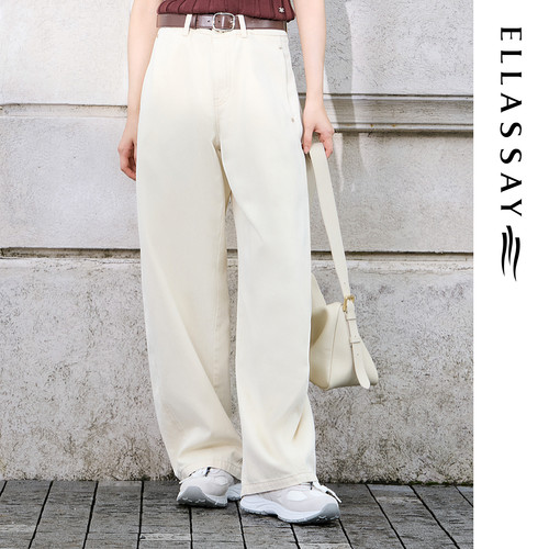 ELLASSAY歌力思2026春季新款100%棉高腰阔腿休闲裤女EWE372N03200