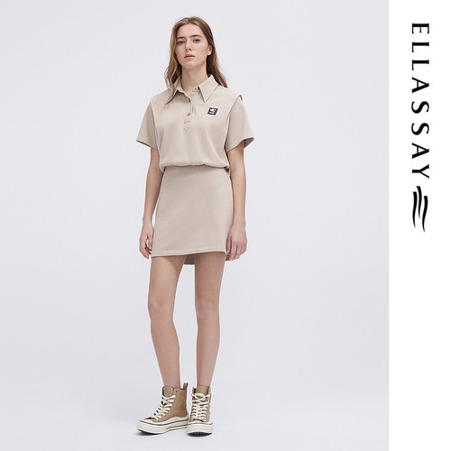 ELLASSAY歌力思春季新款棉混纺卫衣Polo气质连衣裙女EWW341Y05800