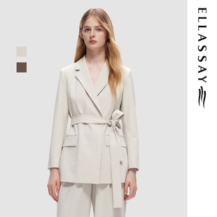 高端气质配腰带休闲西装 女EWD353T00400 新款 ELLASSAY歌力思秋季