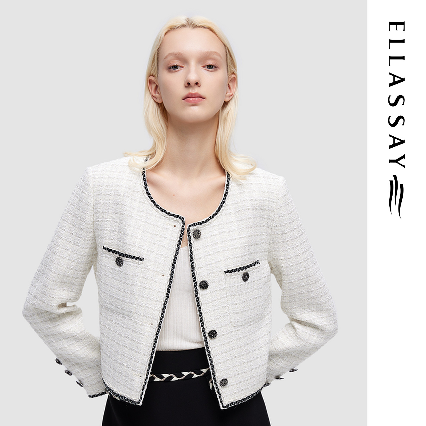 ELLASSAY歌力思春夏新款小香风百搭小个子短外套EWD351W00200