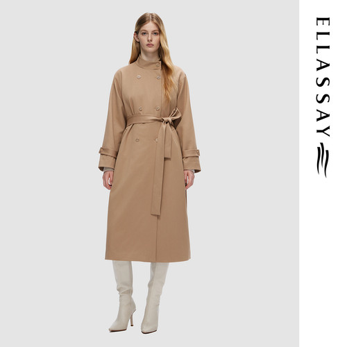 ELLASSAY歌力思秋季新款复古立领高级感风衣女EWD353F00400