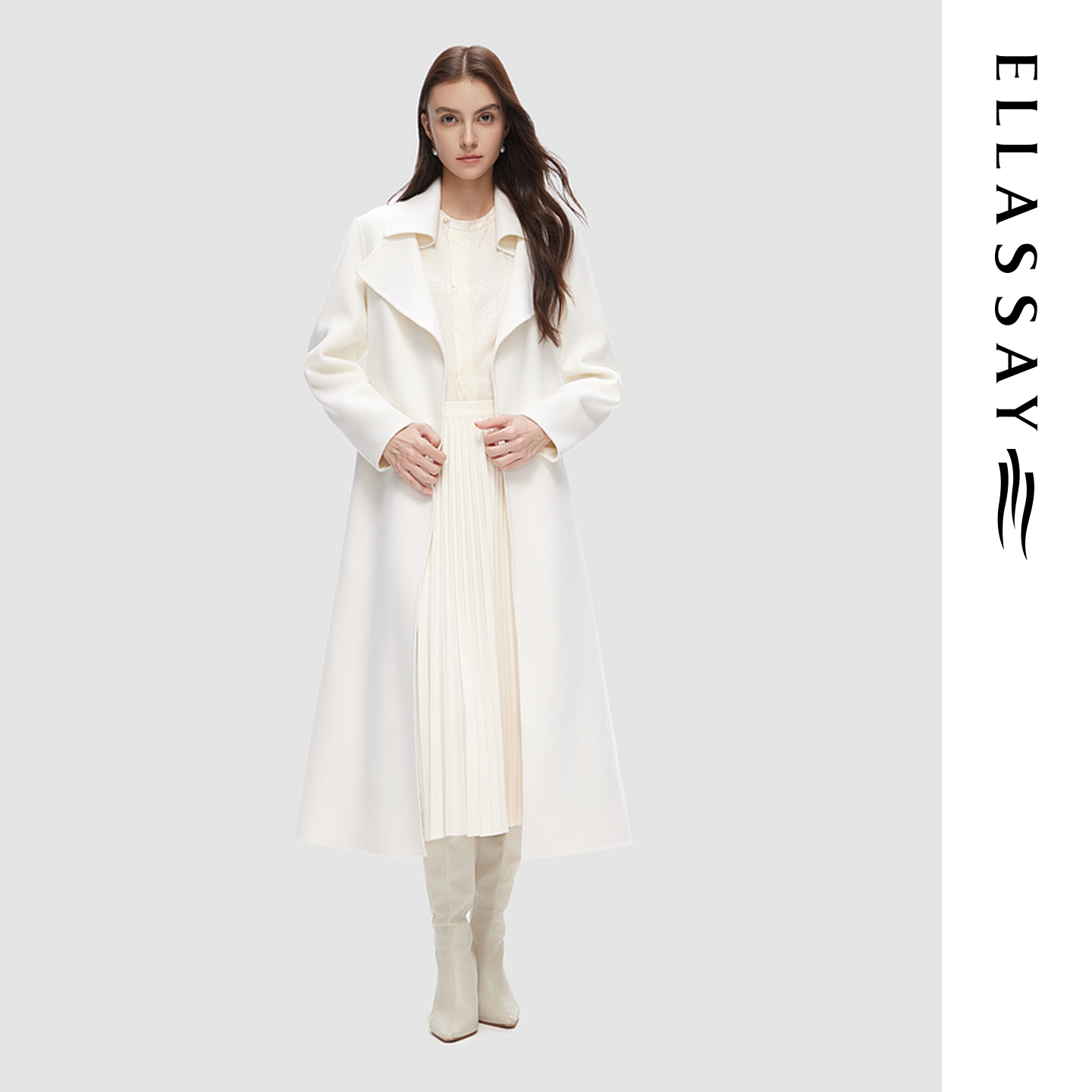 ELLASSAY歌力思秋冬新款简约气质中长款毛呢外套EWD353D01400