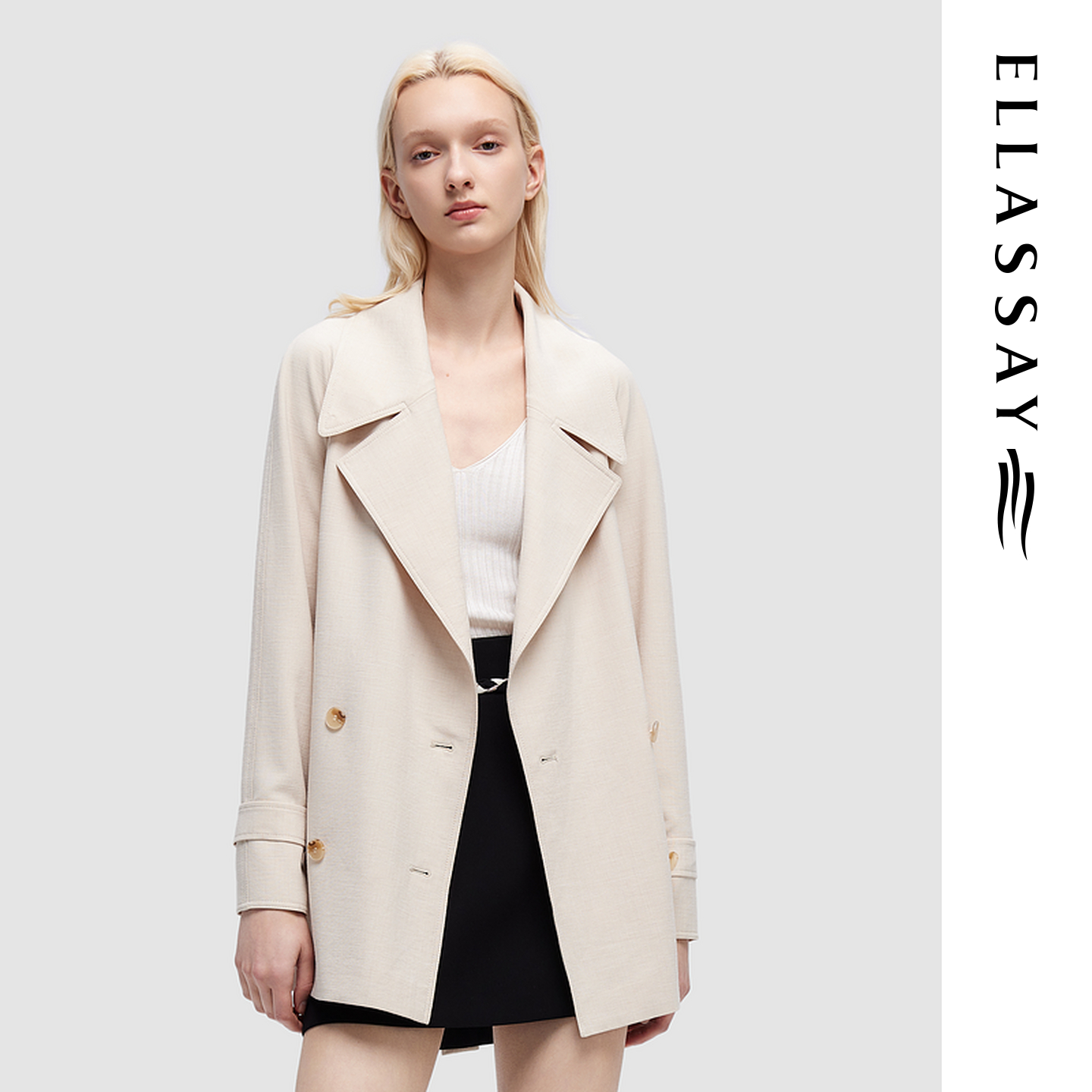 ELLASSAY歌力思春季新款小个子显瘦系带风衣女EWD351F00300
