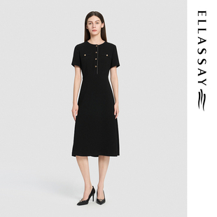 ELLASSAY歌力思2026夏季新款三醋纤简约圆领连衣裙女EWD372Y03200