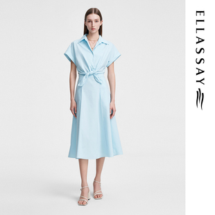 ELLASSAY歌力思夏季新款优雅浪漫棉收腰衬衫连衣裙女EWW352Y10500