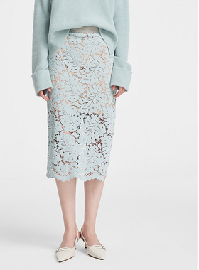 【安雅专属】歌力思春季新款雪尼尔绒感蕾丝半身裙女EWE351Q00100