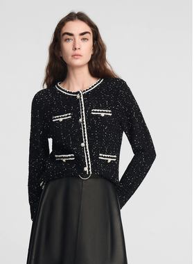 ELLASSAY歌力思秋冬新款绵羊毛小香风满天星针织衫女EWE354M12500