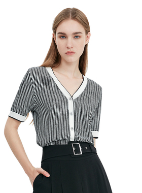 ELLASSAY歌力思2026春夏新款撞色棉感开衫毛针织衫EWE332M01300