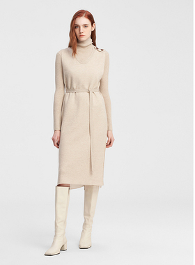 ELLASSAY歌力思秋冬新款绵羊毛优雅气质针织连衣裙女EWE344M04300