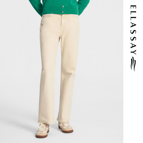 ELLASSAY歌力思秋季新款棉舒适简约隐形条纹牛仔裤女EWW354N00300