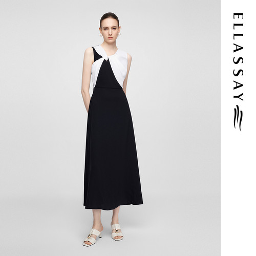 ELLASSAY歌力思早春新款三醋纤雕塑感纽结连衣裙女EWF361Y04700