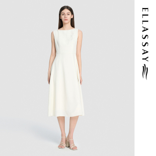 ELLASSAY歌力思2026夏季新款简约刺绣无袖连衣裙女EWD372Y01800