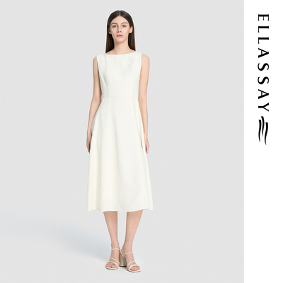 ELLASSAY歌力思2026夏季新款简约刺绣无袖连衣裙女EWD372Y01800