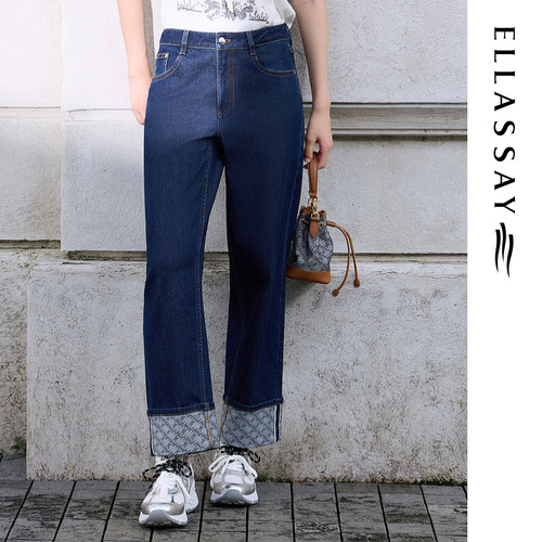 ELLASSAY歌力思26早春新款棉微弹率性航海牛仔裤女EWW371N01500