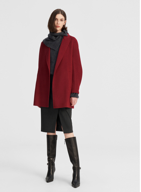 ELLASSAY歌力思冬季新款绵羊毛简约中长款毛呢大衣女EWW344D01600