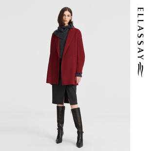 毛呢大衣女EWW344D01600 绵羊毛简约中长款 ELLASSAY歌力思冬季 新款