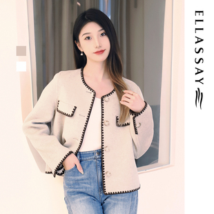 ELLASSAY歌力思秋冬新款 羊毛羊绒小香风短外套女EWV343T00800