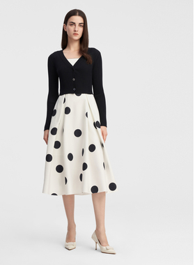 ELLASSAY歌力思春夏新款吊带圆形波点真两件连衣裙女EWE343Y04400