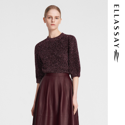 ELLASSAY歌力思秋季新款高级奢华亮丝混纺针织衫女EWF353M01700