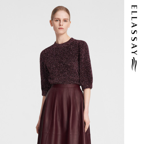 ELLASSAY歌力思秋季新款高级奢华亮丝混纺针织衫女EWF353M01700