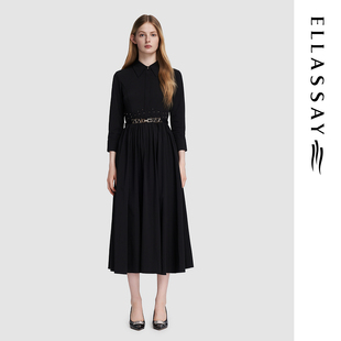 气质优雅显瘦通勤连衣裙女EWF333Y09300 ELLASSAY歌力思秋冬新款