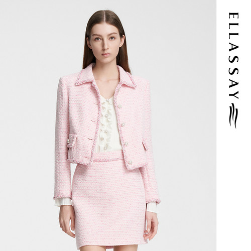 ELLASSAY歌力思2026春季新款棉小香风精致短款西装EWE351T01900