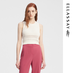 ELLASSAY歌力思秋季新款简约短款背心式毛针织衫女EWE343M03200