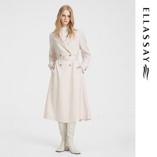 ELLASSAY歌力思2026春季 简约肌理醋酸羊毛风衣女EWE351F00400 新款