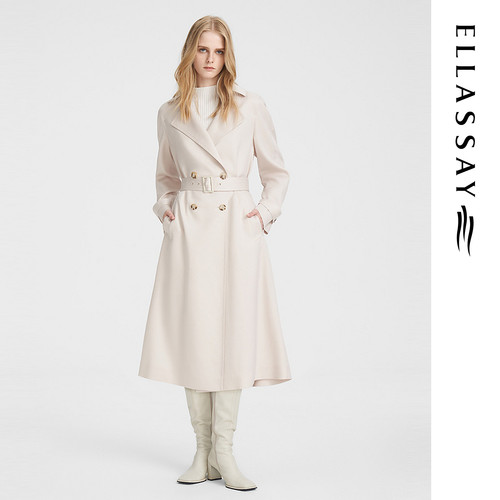 ELLASSAY歌力思2026春季新款简约肌理醋酸羊毛风衣女EWE351F00400