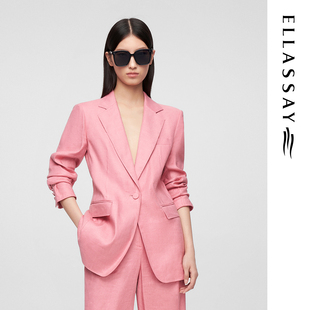 ELLASSAY歌力思早春新款气质简约廓形蜜粉美式西装女EWE361T02500