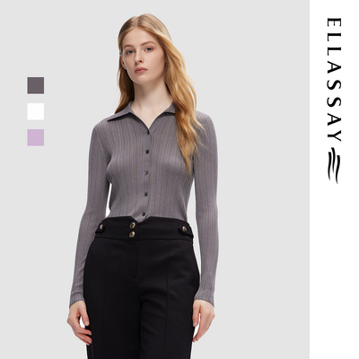 ELLASSAY歌力思秋季新款莱赛尔法式毛针织衫女EWD353M00700