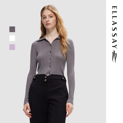 ELLASSAY歌力思秋季新款莱赛尔法式毛针织衫女EWD353M00700