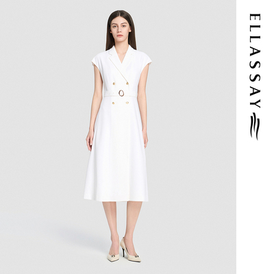 ELLASSAY歌力思2026夏季新款三醋纤无袖西装连衣裙女EWD371Y03000
