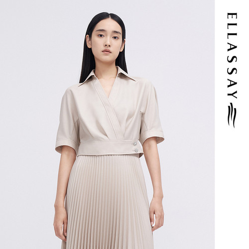 ELLASSAY歌力思夏季新款时尚高级感短款气质衬衫女EWE342C00600