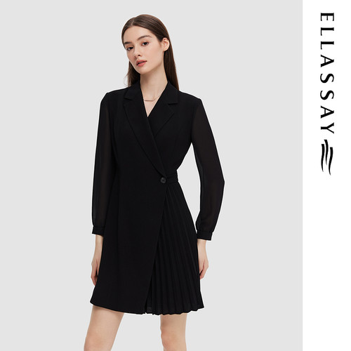 ELLASSAY歌力思2026春夏新款收腰显瘦西装气质连衣裙EWD351Y09800