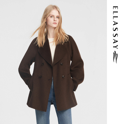 ELLASSAY歌力思秋冬新款绵羊毛复古气质毛呢外套女EWB353D00200