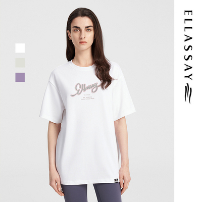 ELLASSAY歌力思秋季新款简约百搭圆领短袖字母T恤女EWV343Z00400