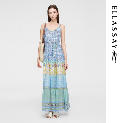 ELLASSAY歌力思夏季新款柔软舒适度假风连衣裙女EWV352Y02100
