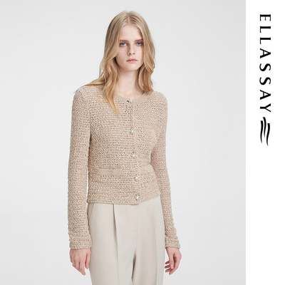 ELLASSAY歌力思2026春季新款编织镂空钩花针织衫女EWE351M07300