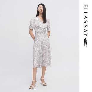ELLASSAY歌力思早春新款温柔法式碎花连衣裙女EWW341Y16400