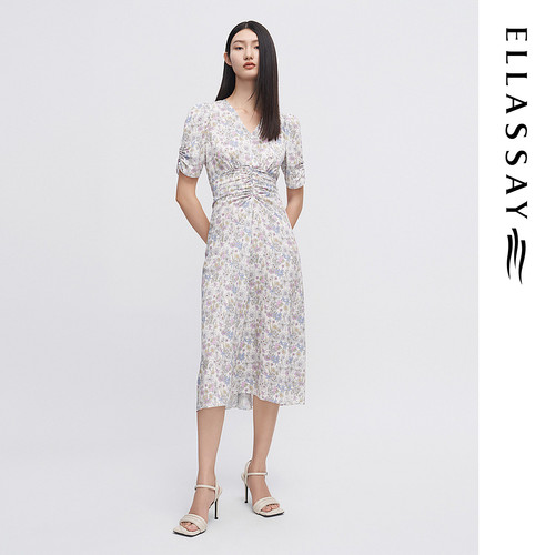 ELLASSAY歌力思早春新款温柔法式碎花连衣裙女EWW341Y16400
