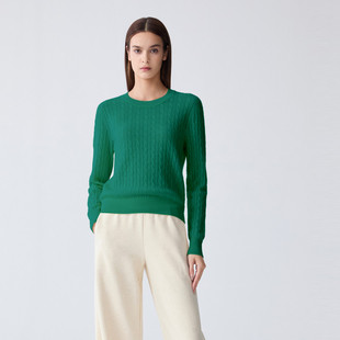 女EWD366M074TA 100%山羊绒圆领针织衫 ELLASSAY歌力思2025秋季 新款