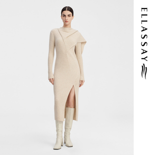 ELLASSAY歌力思秋冬绵羊毛温婉娴静端庄长款 连衣裙EWF344M02600