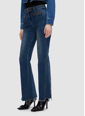 ELLASSAY歌力思秋季新款棉高腰微喇牛仔裤女EWD353N00300