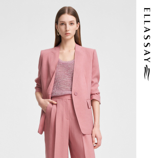 ELLASSAY歌力思夏季新款100%三醋纤简约一粒扣西装女EWF352T01200